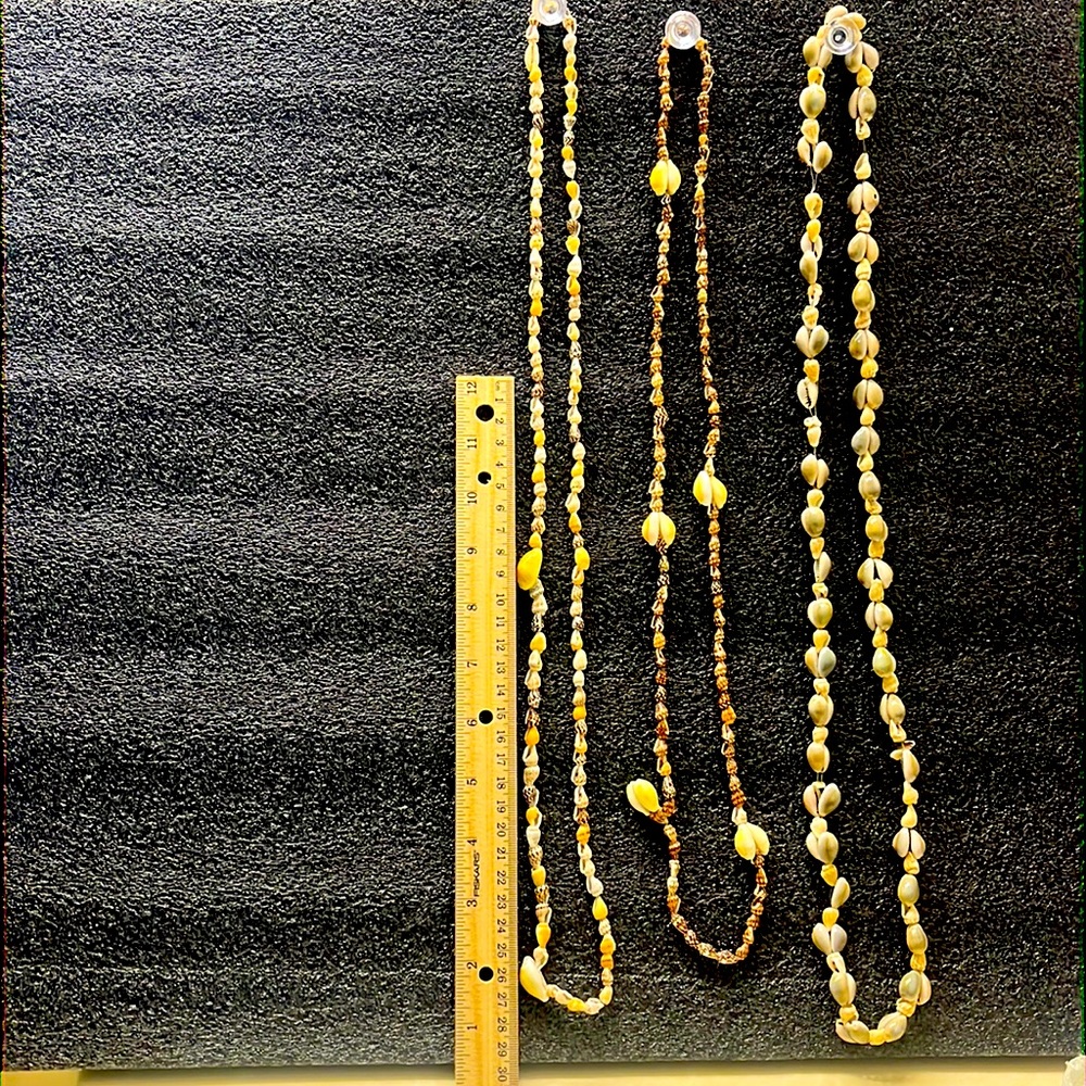 Set Of Three Cowrie & Conch Shell Long Necklaces - image 1